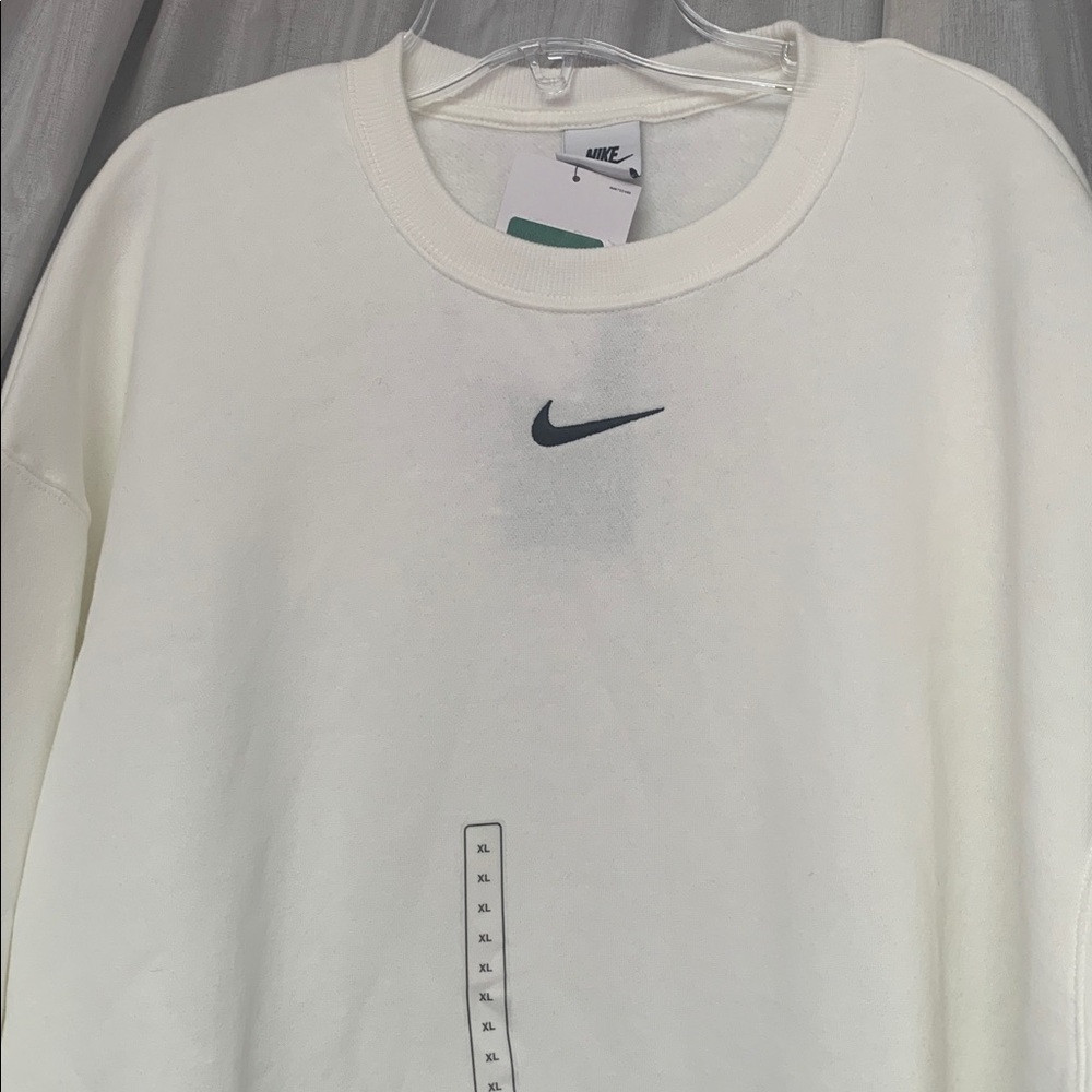 Nike Off-White Crewneck Sweatshirt with Black Swoosh - Picture 2 of 8